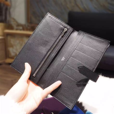 Replica Hermes Bearn Wallet Hand Stitched in ck89 Noir Togo Calfskin PHW