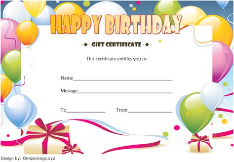 Birthday Gift Certificate Template FREE: 7+ Typical Ideas | Gift ...