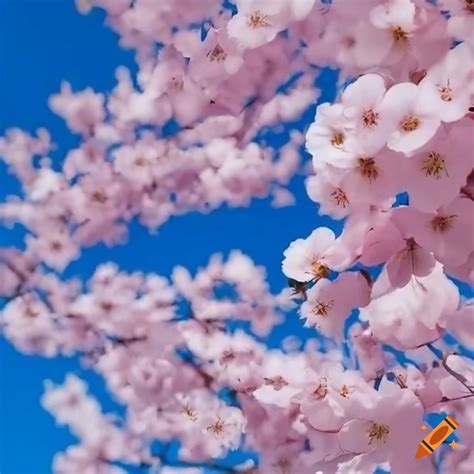 Cherry blossoms in aomori japan under a blue sky