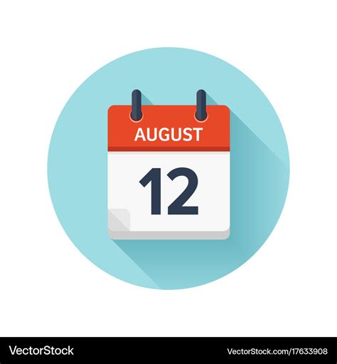 August 12 flat daily calendar icon date Royalty Free Vector