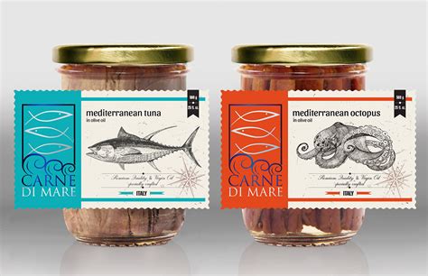 CarneDiMare, label design for fish in the jar (1) | Images :: Behance