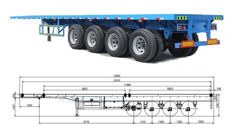 20/40/45/53 ft Flatbed Trailer Dimensions & Specifications