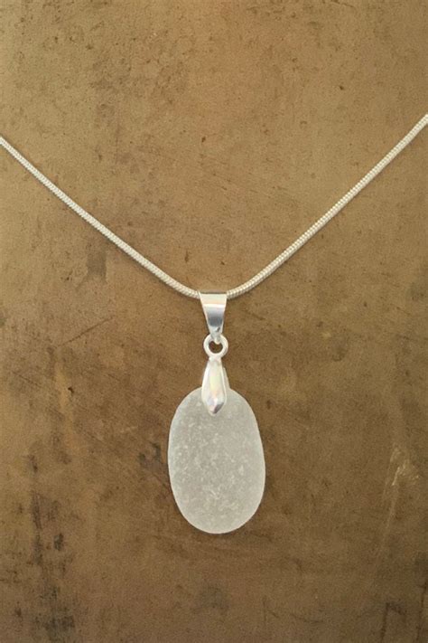 Natural sea glass pendant, Cornwall beach glass necklace, ocean ...