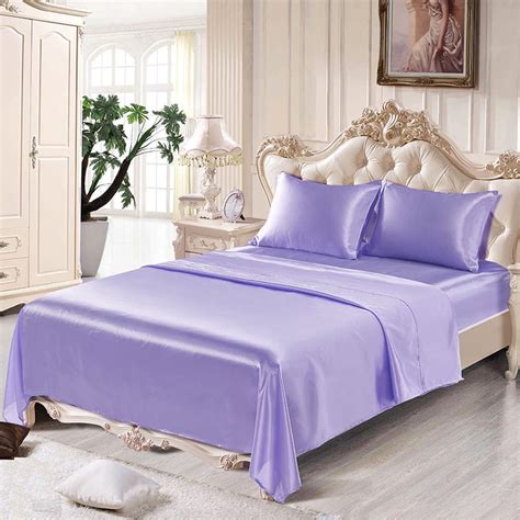 4 Piece Satin Silk Sheet Set Deep Pocket Twin Full Queen King Bed Sheet ...