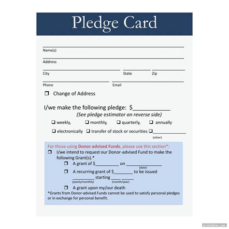 Pledge Card Template Word Fill Online Printable Fillable Blank | The ...