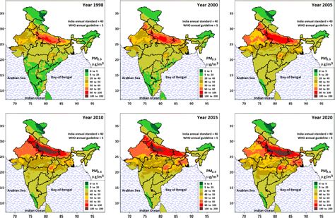 Evolution of India's PM 2.5 pollution between 1998 and 2020 using ...