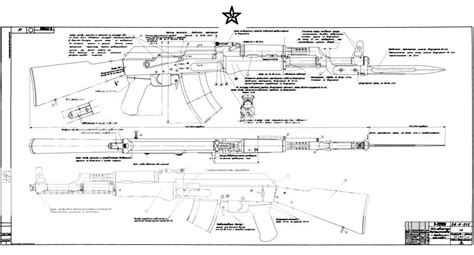 Blueprints of the Soviet Kalashnikov AK-47 Type 3 2 Large Posters AK47 ...