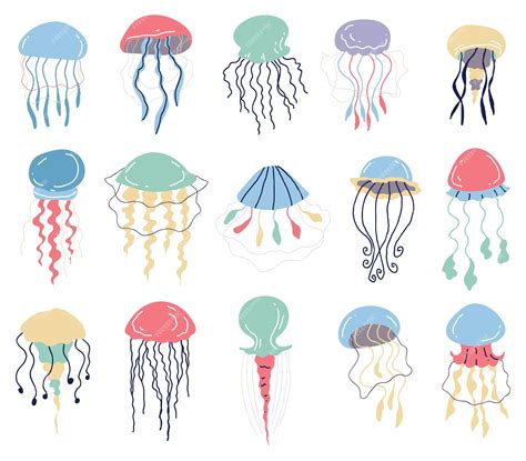 Premium Vector | Jellyfish animal fish jelly ocean doodle outline ...