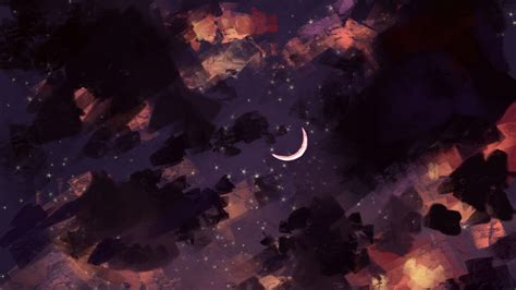 Download wallpaper 1366x768 sky, moon, stars, clouds, night tablet ...