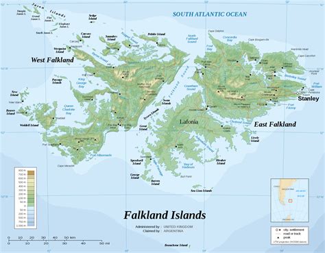 Large detailed topographical map of Falkland Islands. Falkland Islands ...