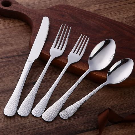 QZQ Wholesale Hammered Cutlery 18/10 Stainless Steel Flatware ...