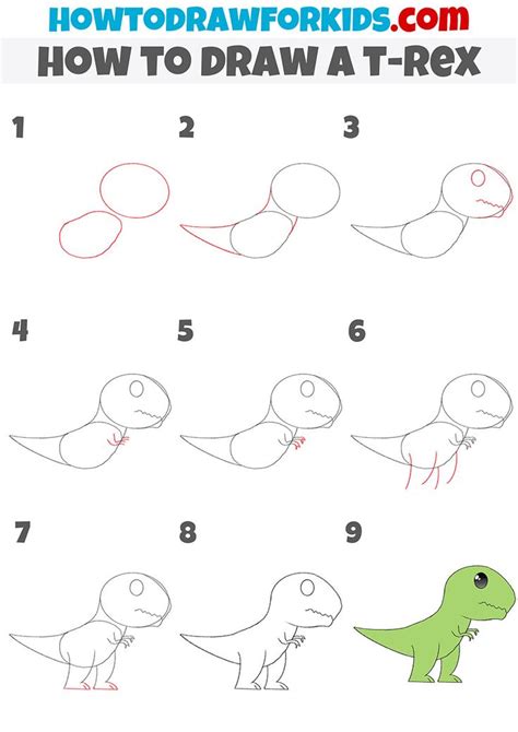 How to Draw a T-Rex - Easy Drawing Tutorial For Kids | T-rex drawing ...