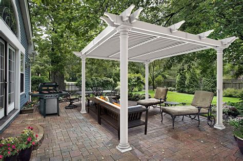 Preston 10' x 10' Louvered Round-Post Vinyl Pergola - White - Walmart ...