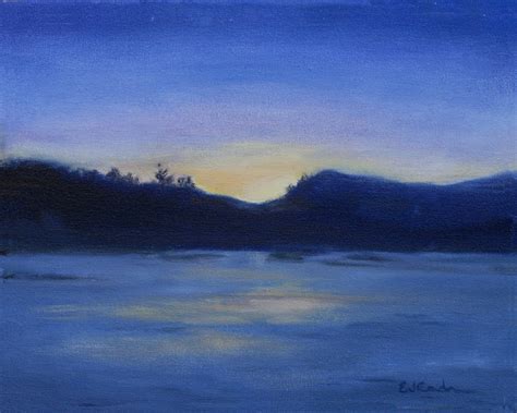 Painting : "Winter Sunset, Maine" (Original art by Elizabeth J. Cadwalader)