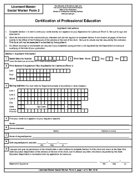 Social Work Certificate Of Professional Education - PDFSimpli