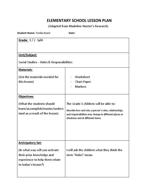 Elementary School Lesson Plan 9 | PDF | Lesson Plan | Educational ...