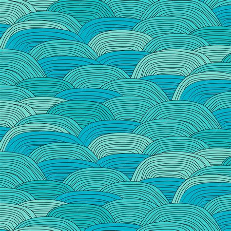 Premium Vector | Blue Wave Pattern With Hand Drawn Background