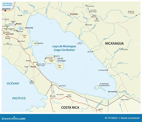 Nicaragua lake map stock illustration. Illustration of graphic - 73730251