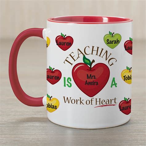 Personalized Teacher Mug with Apple Heart | GiftsForYouNow