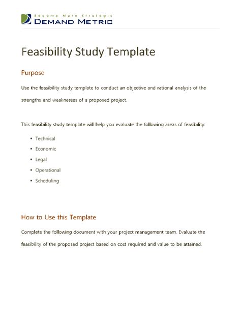 Word Template: Feasibility Study Template (9-page Word document) | Flevy