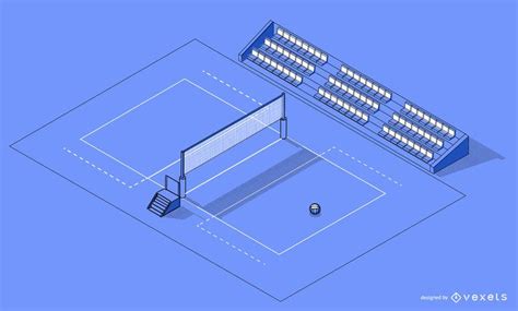 Isometric Volleyball Court Design Vector Download | Volleyball designs ...