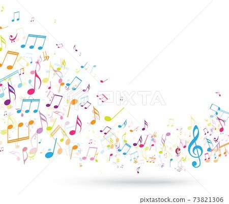 Colorful music notes background isolated on white - Stock Illustration ...