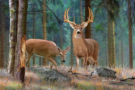 Forest Deer Painting by Dale Kunkel