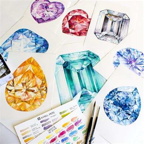 Crystal Watercolor Diamond Painting Watercolor Prints Crystal | Etsy