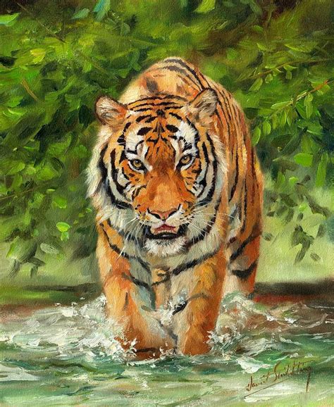 Amur Tiger Painting Painting by David Stribbling