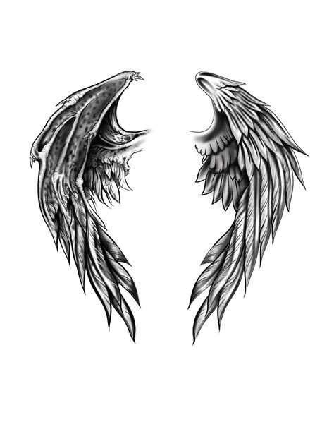 Wings Tattoo design Angel and Demon | Wings tattoo, Wing tattoo designs ...