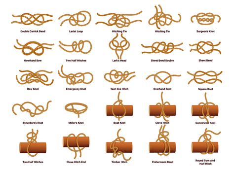 Sailing ship rope knots, nautical sailor tie bow 24082548 Vector Art at ...