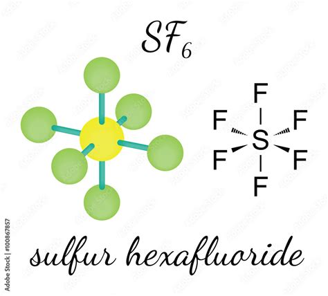 SF6 sulfur hexafluoride molecule Stock Vector | Adobe Stock