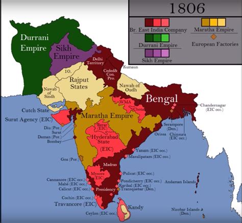 Map Of India During British Rule