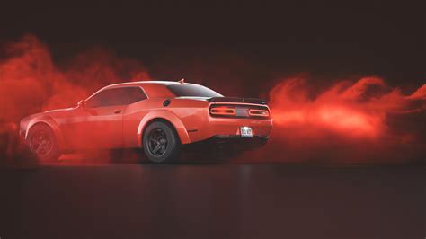 Red Dodge Challenger Demon SRT Rear Wallpaper,HD Cars Wallpapers,4k ...