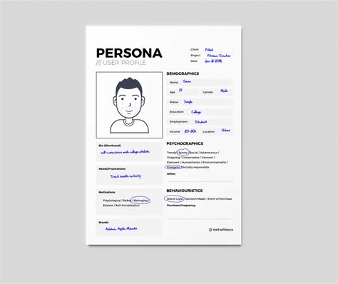 User Persona Template Example - mark-anthony.ca