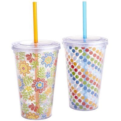 I love these plastic insulated cups with lids and stay-put straws. I ...