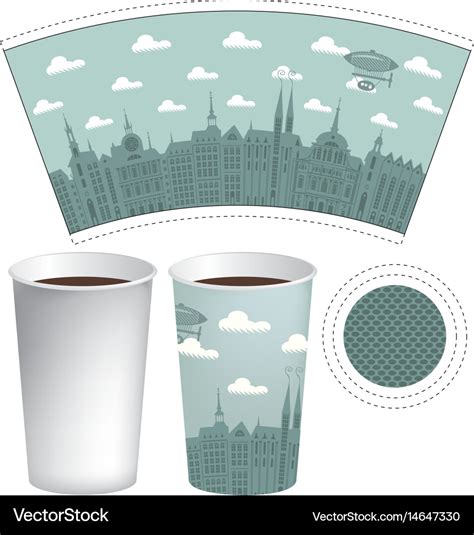 Template paper cup with the background of old town