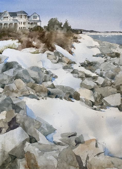 Ogunquit Coast, Maine Original Watercolor Painting - Michele Clamp Art