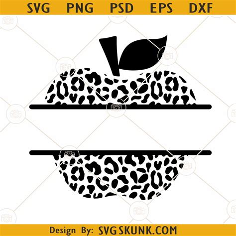 Leopard Print Apple name frame SVG