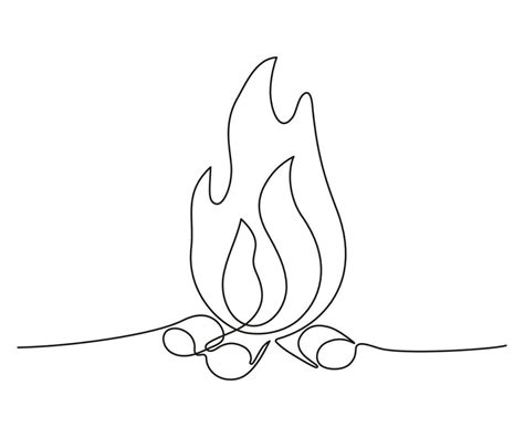 Fire continuous single art line drawing. Flame shape, bonfire, gas icon ...