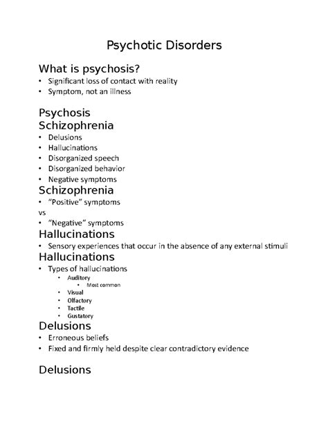 Psychotic Disorders - Psychotic Disorders What is psychosis ...