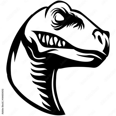 scary raptor head clipart black and white Stock Vector | Adobe Stock