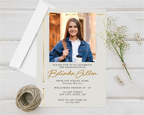 Gold Theme Graduation Invitation | Go Print Plus