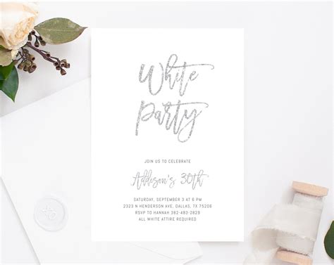 Invitations White Party Digital Invitation Template Printable All White ...