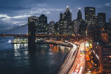 1600x900 resolution | Brooklyn Bridge, USA, city, New York City, night ...