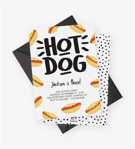 Hot Dog Invite | Hot Dog Birthday, Hot Dogs, Barbecue Invitation, Hot ...