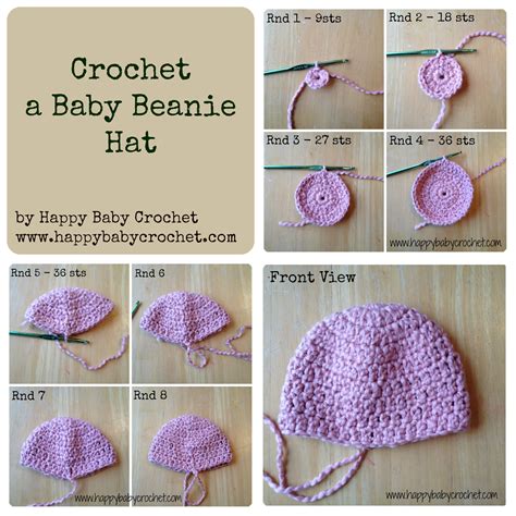 Free Baby Beanie Hat Crochet Pattern by HappyBabyCrochet ♡ Teresa ...