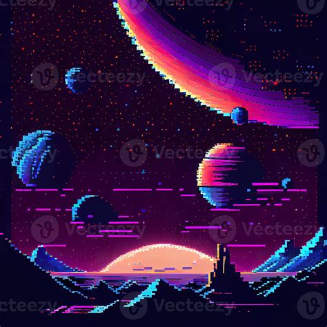 Pixel Art Space Background - Ai Generated 22459408 Stock Photo at Vecteezy