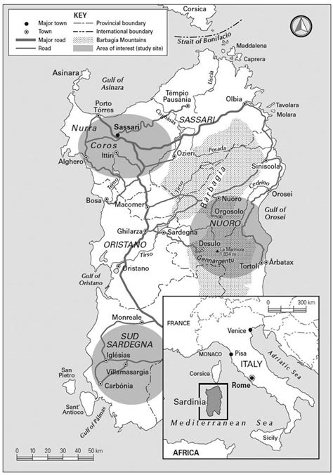 Map of the study in Sassari, Nuoro and Sud Sardinia province, Sardinia ...