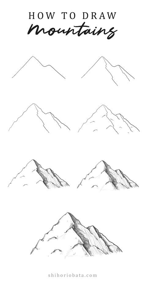 How to Draw Mountains: Easy Step by Step Tutorial | Pencil drawings for ...